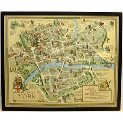  'Historic York', 20th century colour map after Estra Clark (British 1904-1993) pub Ben Johnson & Co, York 1947, 43cm x 65cm  