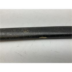 Three reproduction swords - Japanese katana and saya; Tai Chi sword with ornate scabbard; and dress sword with fullered triangular blade and horn handle (3)