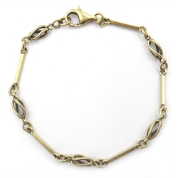  9ct rope twist and bar link bracelet, stamped 375, approx 6.1gm  
