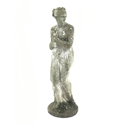  Weathered composite stone garden statue of a classical semi-nude women, H119cm  