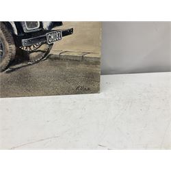 Robert Nixon (British 1955-): 'Collins Builders and Decorators' Van, oil on board signed 46cm x 61cm (unframed)  