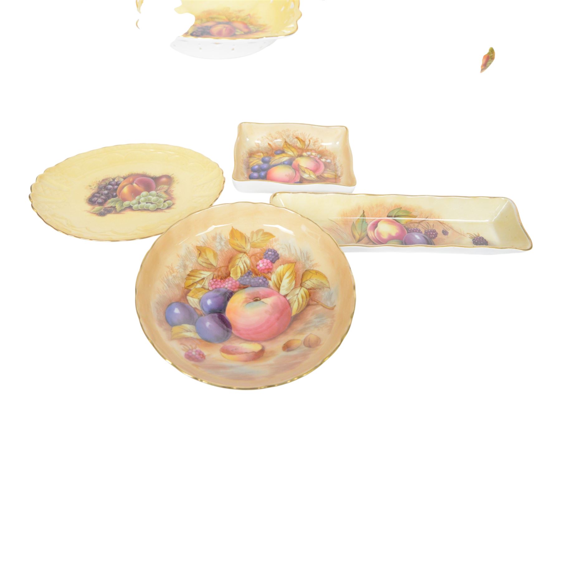 Aynsley Orchard Gold pattern, including coffee can and saucer, clock, vase, jug etc, vase H20cm