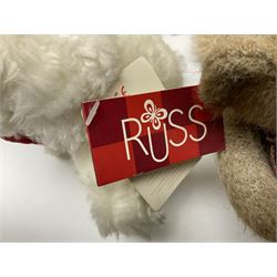 Eighteen Russ teddy bears including Ariella, Chloe, Spencer and Desmond,  mostly with tags, together with six other soft toys, tallest H42cm (24)