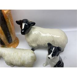 Two Hornsea Fauna vases, together with a similar jug, Coopercraft sheep and other collectables  