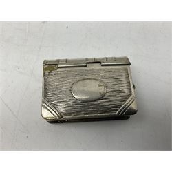 Edwardian silver plated combination vesta case and stamp holder in the form of a book, by CEB & Co, Reg. 387671, L5cm