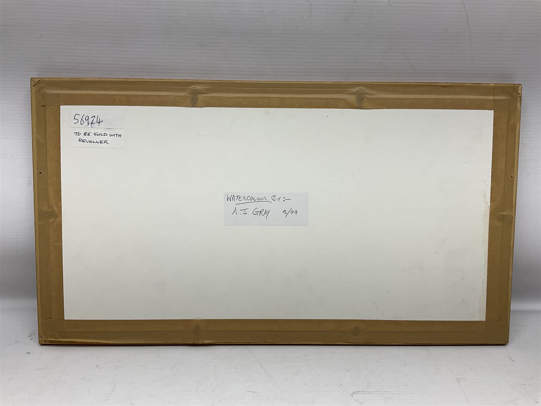 Unmarked Spencer & Rogers type Remington style .44 cal. six-shot percussion revolver, 20cm octagonal barrel with loading lever under, brass trigger guard and two-piece wooden grip L37cm overall; together with a framed watercolour by Alan J. Gray dated 2009 entitled 'The Remington .44 Calibre 1861 Navy Revolver'  19 x 42cm (2)