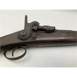 19th century 12-bore single barrel shotgun with Krnka/Werndl type action (converted from a percussion action rifle) with 77cm barrel, L122cm overall RFD ONLY