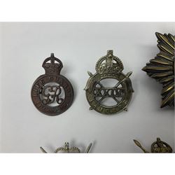 Nine Lancers metal cap badges including 9th, 12th Royals, 24th, 16th Queens and 17th; together with eight various Guards/Dragoons badges (17)