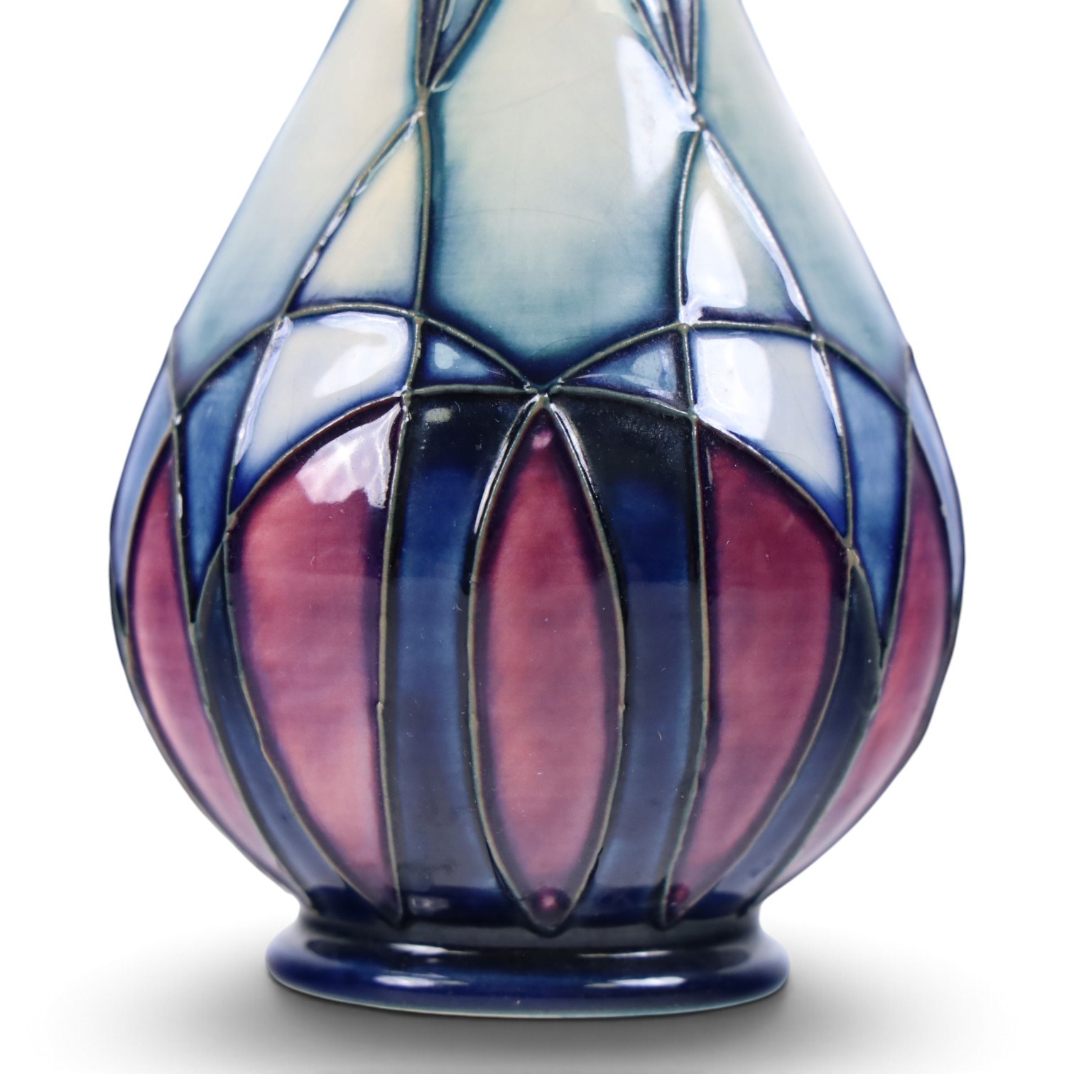 Moorcroft Indigo blue pattern Emma Bossons trial vase, printed and painted marks beneath, H17cm 
