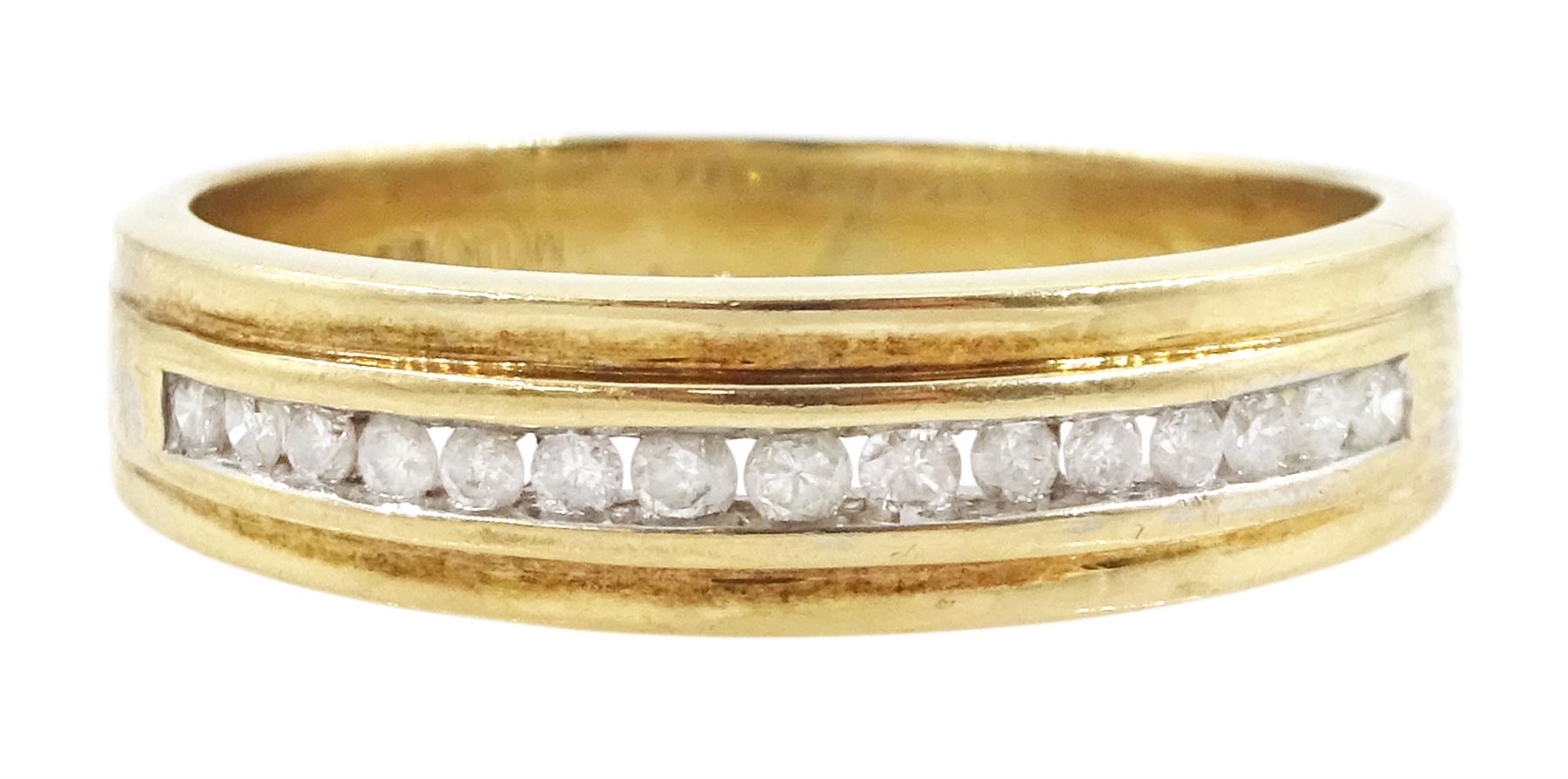 9ct gold channel set round brilliant cut diamond half eternity ring, hallmarked