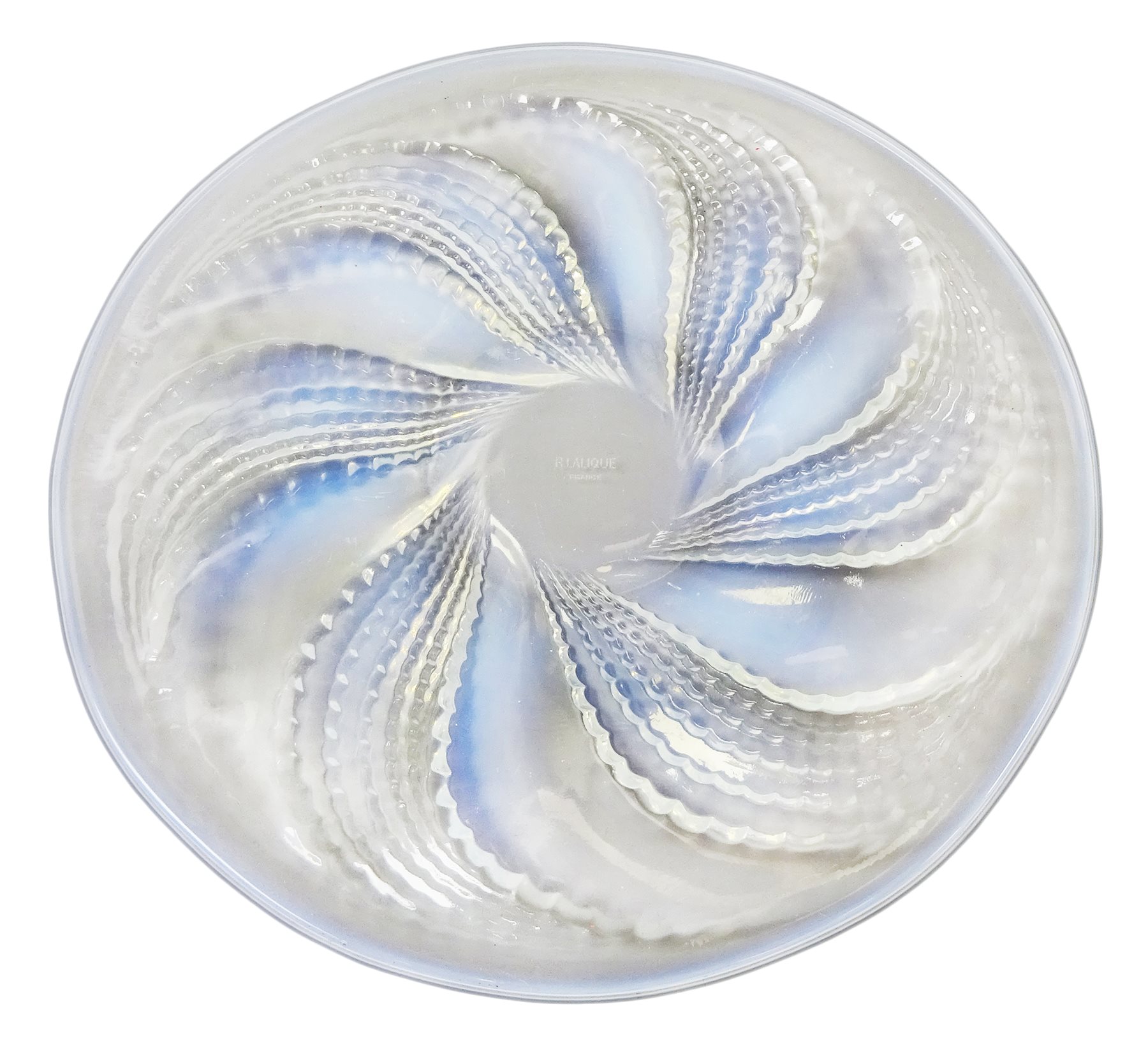Rene Lalique opalescent Fleurons pattern glass plate, of circular form