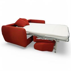 Dienne - Sofabed upholsted in red fabric, with two matching cushions
