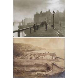 After Frank Meadow Sutcliffe (British 1853-1941): 'Pier Road Whitby', photographic print with facsimile signature 34cm x 44cm; 'Sandsend from the Railway', 19th/early 20th century photograph pub. Poulton No.A.2237, 14cm x 18cm (2) 