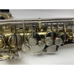 Czechoslovakian Boosey & Hawkes Powertone alto saxophone, serial no.125362; in fitted carrying case with crook