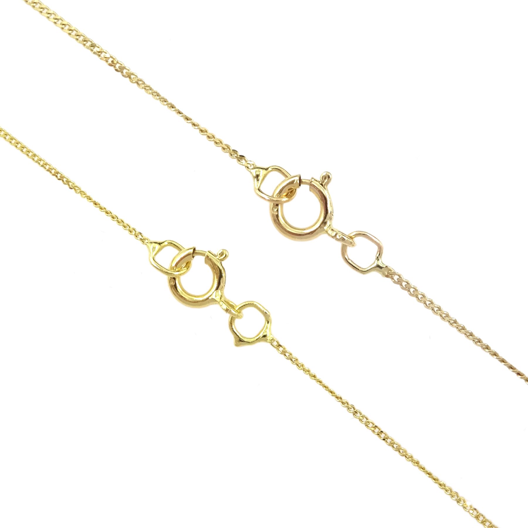 9ct gold amethyst and diamond boat pendant necklace and a 14ct gold purple and white cubic zirconia pendant necklace