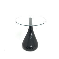 Contemporary glass top occasional table, D50cm, H55cm