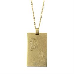 9ct gold identity tag pendant necklace, engraved with initials DA, hallmarked 