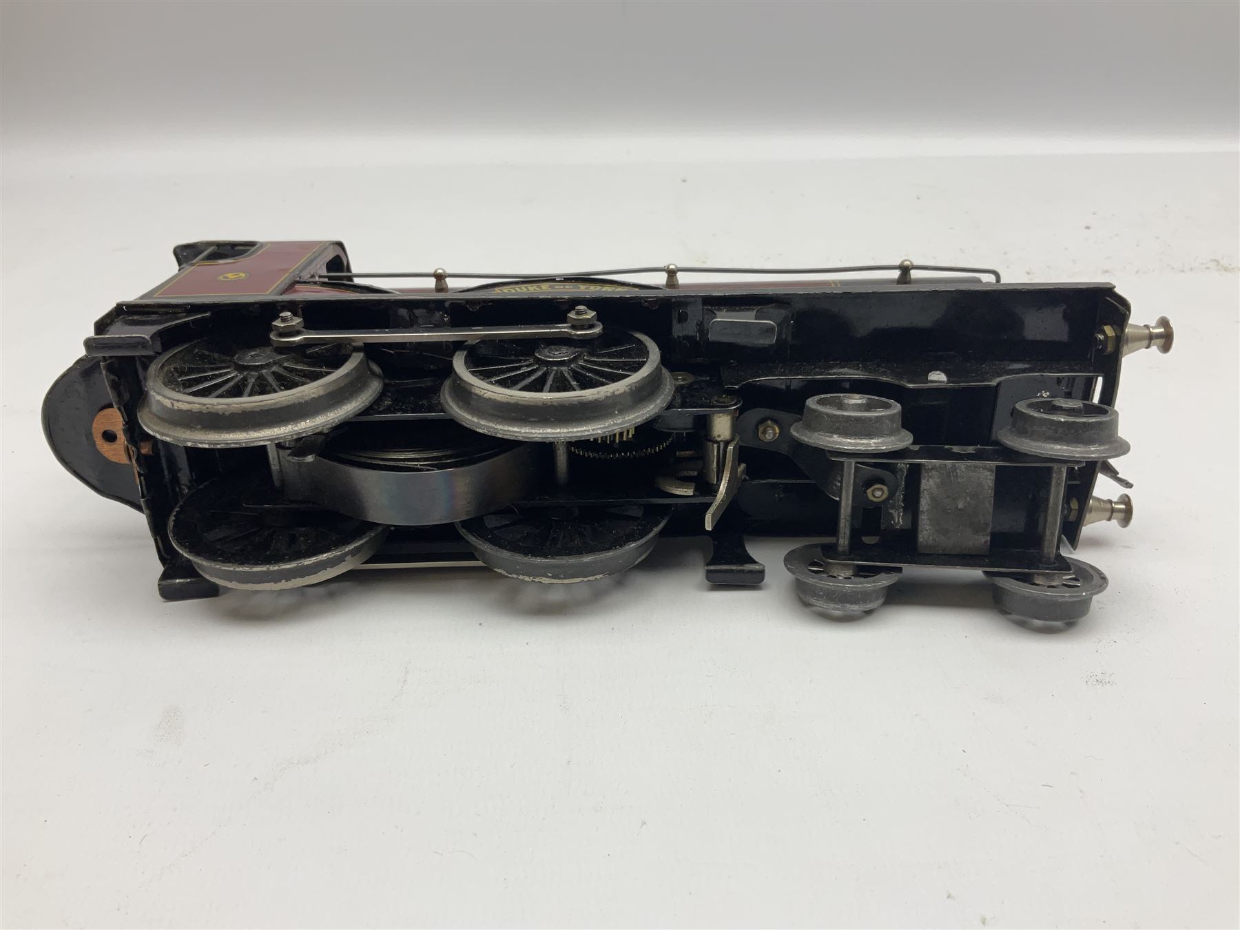 Bassett-Lowke '0' gauge - clockwork 4-4-0 locomotive 'Duke of York' No.1931 with tender, lithographed LMS crimson/black; original box with key