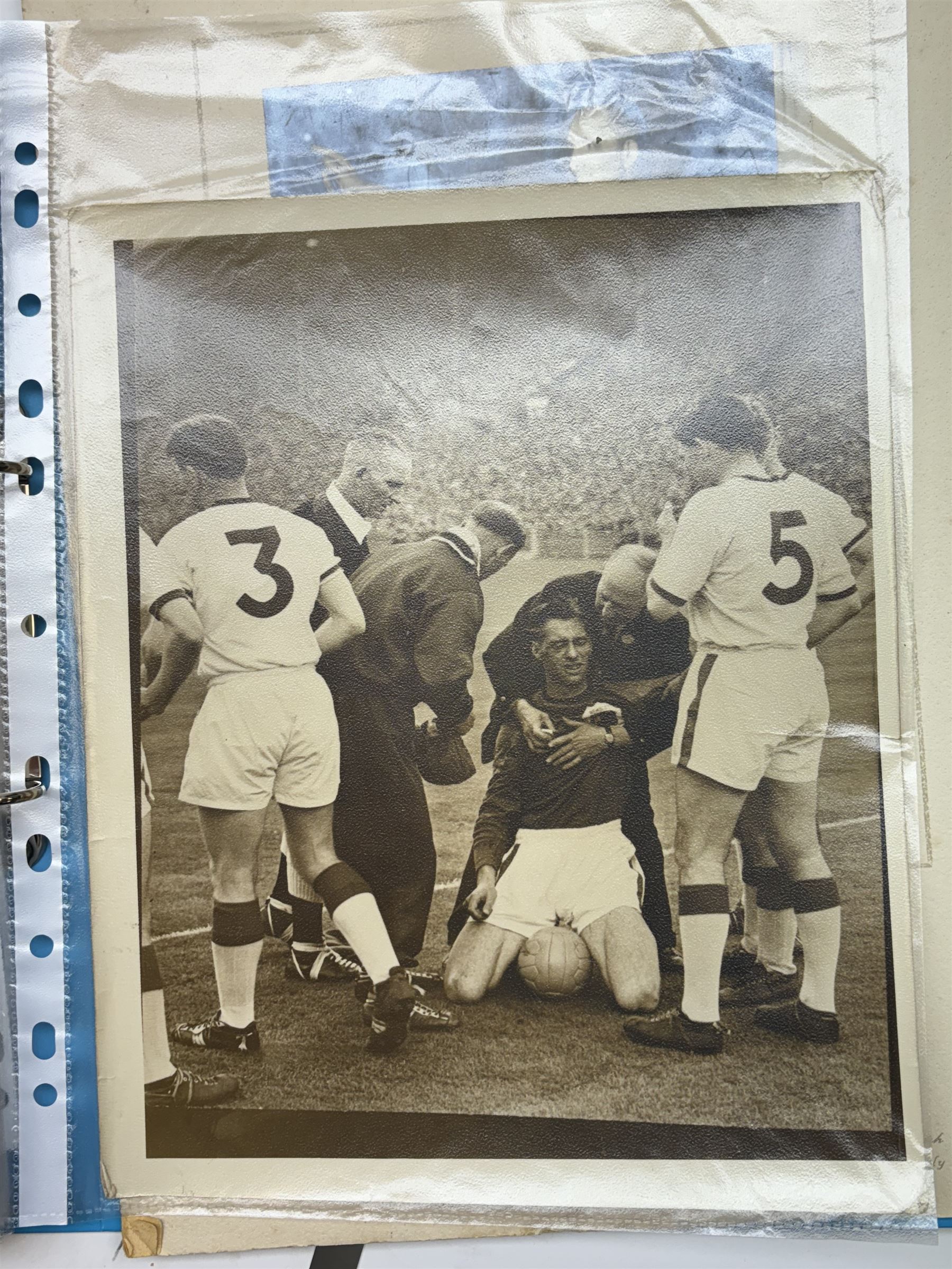 Collection of football memorabilia belonging and relating to the Hull based referee Frank Coultas, including 9ct gold Referee's medal for the 1957 Aston Villa v Manchester United FA Cup Final, inscribed 'The Football Association, F.B Coultas, F.A. Challenge Cup Competition, Final Tie 1957', hallmarked and in original case; the kit worn by him to referee the 1957 FA Cup Final and ephemera relating to the match including photographs, programmes and tickets; together with other football memorabilia collected by Frank Coultas, including programmes, photograph and ticket stubs, with some items relating to the 'Busby Babes'