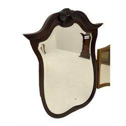 Edwardian overmanlte mirror, gilt mirror and Victorian serpentine mirror (3)