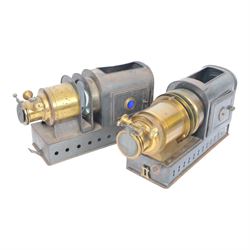 Three late 19th century brass and  tin plate magic lanterns