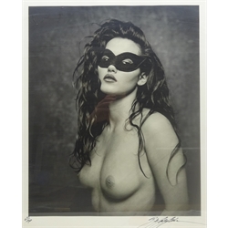 Bob Carlos-Clarke (British 1950-2006): Nude with Eye Mask, limited edition photographic print No.473/500 pub. 1994 signed and numbered in pen with Ilford Limited Edition blindstamp 53cm x 43cm