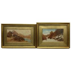 Charles L. Saunders (British 1855-1915): Highland Quayside & Winter Track, pair watercolours signed 25cm x 40cm (2)