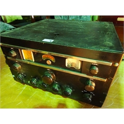  Communication equipment including RCA receiver, oak cased radio with bakelite knobs, small wooden cased radio, Minimitter, Racal Personal battery Conditioner etc (6)  