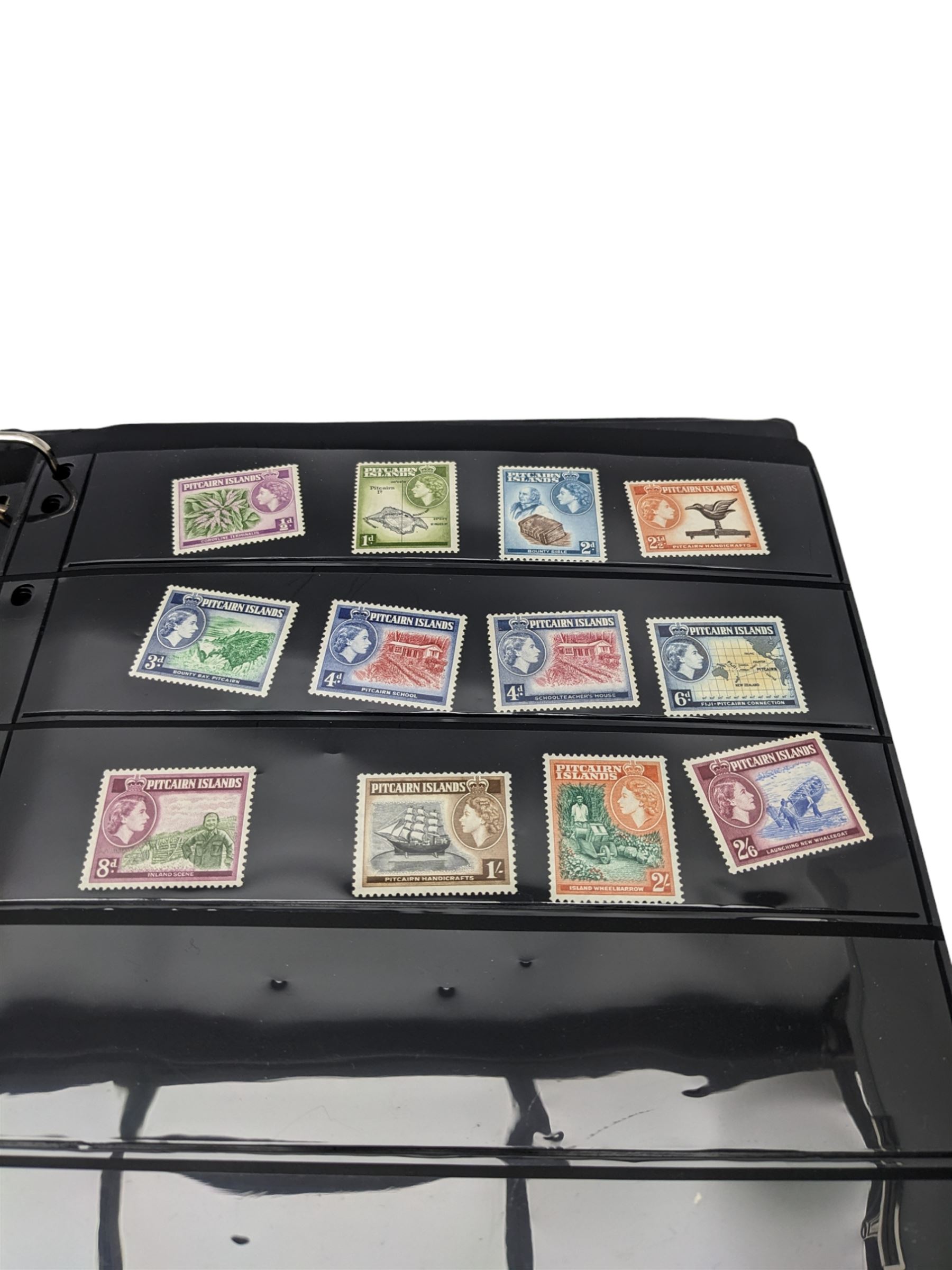 Mostly King George VI and Queen Elizabeth II Commonwealth or Empire stamps, including QEII British Solomon Islands, Pitcairn Islands, Seychelles, Sierra Leone, Mauritius, Guernsey etc, KGVI Turks and Caicos Islands, Falkland Islands Dependencies etc, mixture of mint and used values with some higher values