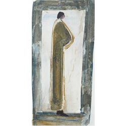 Ivan Peries (Sri Lankan 1921-1988 - Columbo '43 Group): Standing Man, watercolour on paper signed with initials and dated '82, 29cm x 19cm (unframed) 
Notes: Ivan Peries was a founding member of the '43 group, a 20th century modern art group in Columbo (previously British Ceylon) in the mid-20th century. This picture was part of a large series of similar works produced by Peries and begun in 1982, they are all dated '82 regardless of the production date in order to preserve continuity. The V&A museums contains three very similar works part of this series. 
Provenance: The vendor was a very close friend of the artist and his family. These works were acquired from the wife of the artist - Veronica Peries, during the time she lived at Southend on Sea - UK. 
