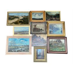 Collection of oil paintings, artists including Albert Ernest Bottomley, Stephen Denison, Hermann Sandoz, H Drummond, Ainsworth, Keith Cresswell, etc (10)