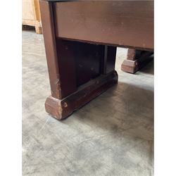 Pair of brown painted wooden church pews  - THIS LOT IS TO BE COLLECTED BY APPOINTMENT FROM DUGGLEBY STORAGE, GREAT HILL, EASTFIELD, SCARBOROUGH, YO11 3TX