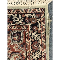  Persian design pale green ground rug, central medallion, repeating border, 155cm x 92cm  
