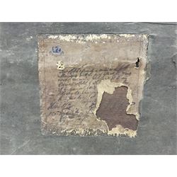 English Colonial School (Late 19th century): Figures on the Lakeside - India, oil on board unsigned 16cm x 31cm 
Notes: inscribed on a partial label verso - 'This sketch represents a scene in Thelatfe, Marrajra / Manajra with the first island in view of which there are 3 in thelatfe(?). It is an original sketch by H ... it is the only one ... like it, he also ... to reproduce it ... Syaid, Italy 1872.'