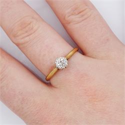 Early 20th century gold single stone old cut diamond ring, stamped 18ct Plat, diamond approx 0.50 carat