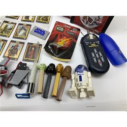 Star Wars - Boba Fett's Slave 1; various loose first period and later figures; Death Star Escape; KFC Collector's cards; set of partly coloured posters; two novelty crackers; boxed kitchen timer etc