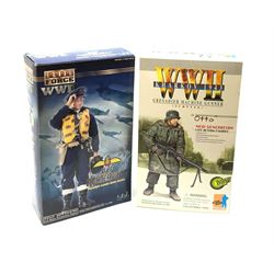Two 1/6th scale action figures - Blue Box Toys WWII Elite Force RAF Fighter Pilot; and Dragon WWII Kharkov 1943 Grenadier Machine Gunner (Schutze); both mint and boxed (2)