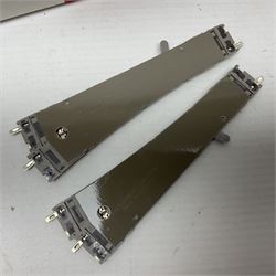 Fleischmann 'N' gauge - four-car set with double pantograph locomotive, dummy and two double decker coaches; No.825201 'Piccolo' three-piece wagon set; No.9198 'Piccolo' level crossing; No.9171 'Piccolo' points; and  No.KN35 Girder Bridge; all boxed