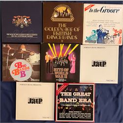 A set of fourteen Time Life Swing Era LP's together with other Jazz LP box sets including Big Bands Bonanza, In The Groove, The Great Band Era, The Golden Age of British Dance Bands, Jazz at the Philharmonic in 2 vols. etc (22)