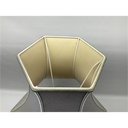 Chinese blue and white table lamp of baluster form, decorated with birds and floral displays, on hardwood base with shade, H78cm