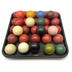 A set of Snooker balls, and set of Billiard balls, plus spares, to include a number of ivory examples. 