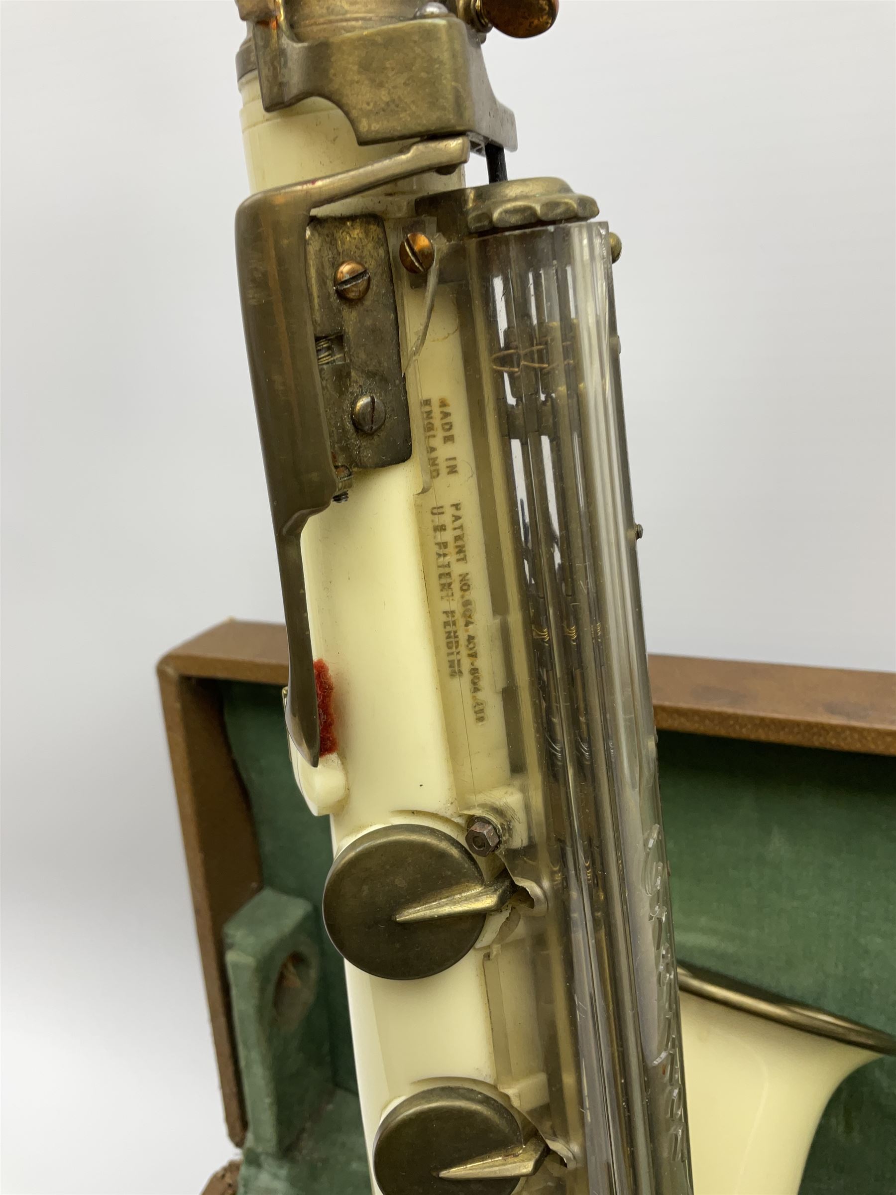 1950s Grafton injection moulded cream acrylic plastic alto saxophone