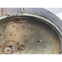 WWII period US Navy Mark I deck clock, the black circular dial with Arabic numerals,  luminous dot markers and subsidiary seconds dial marked 'Mark I Deck Clock U.S. Navy 15211 1941', in bronze bulk head case D20cm; and a Loose-Wiles Biscuit Company octagonal tin decorated with nine different US Warships (2)