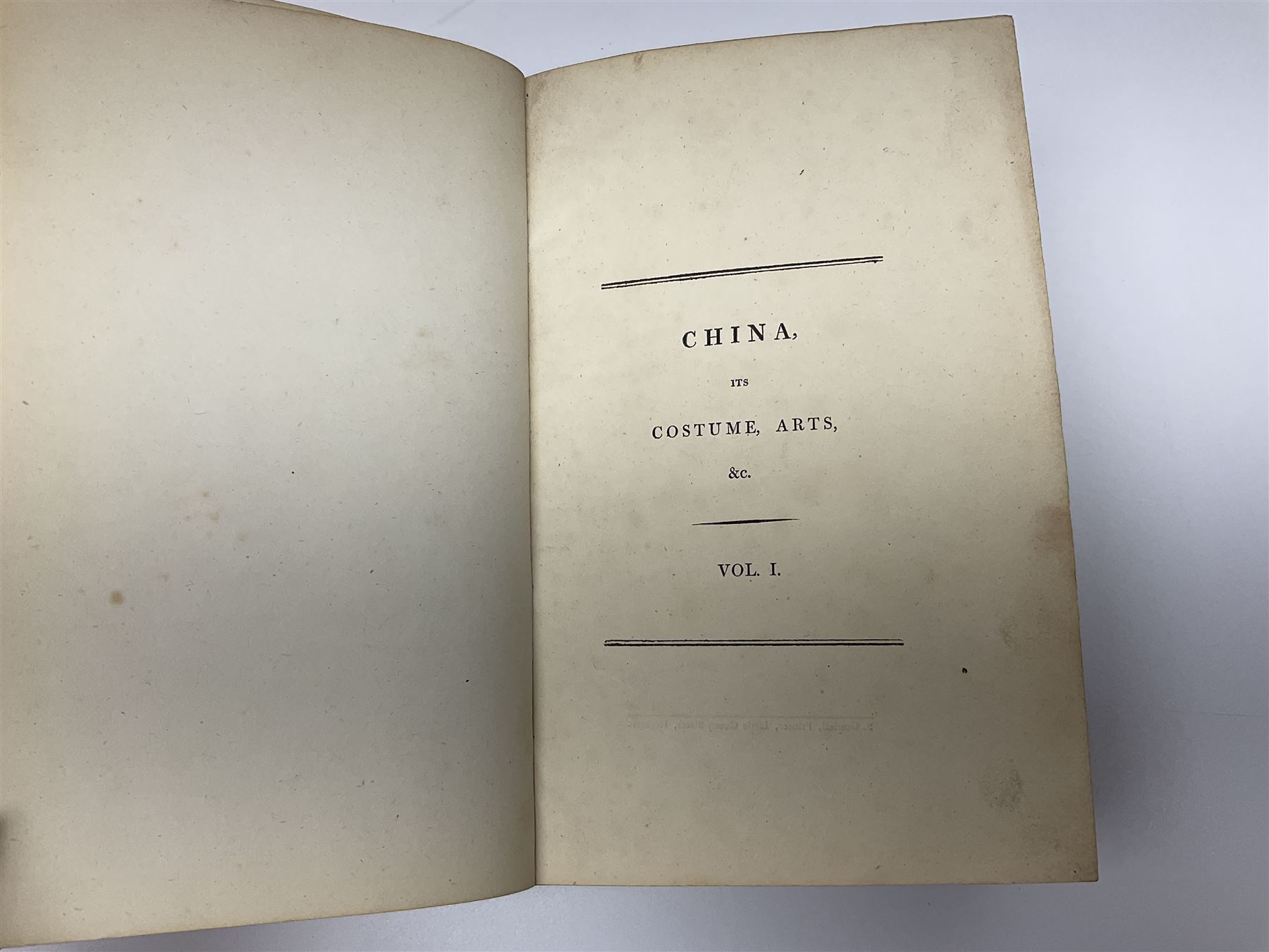 Bertin M. & Breton M.: China Its Costume, Arts, Manufactures etc. 1812 Stockdale London. Four volumes in one. Hand coloured plates. Half leather binding; Doolittle Rev. Justus: Social Life of the Chinese. 1868. Illustrated. Rebound in half morocco with marbled boards; and three other books of eastern interest (5)