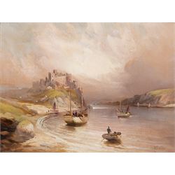 Walter Linsley Meegan (British c1860-1944): Castle Views - possibly St Michaels Mount, two oils on canvas signed 44cm x 60cm (2)