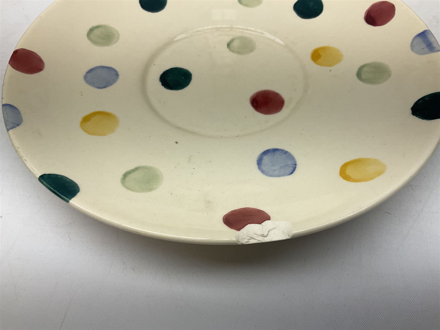 Collection of Emma Bridgewater spongeware ceramics, to include Pink Hearts pattern teapot, milk bottle vase, teacup and saucers, Love & Kisses sugar shaker and large 'I love you more than Marlon Brando' mug, British Birds and Black and White pattern mugs, etc, all with printed marks beneath, tallest H21.5cm