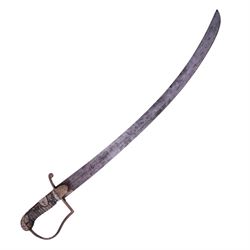 British Light Cavalry sword, with single edged curved blade and metal scabbard, overall L100cm 