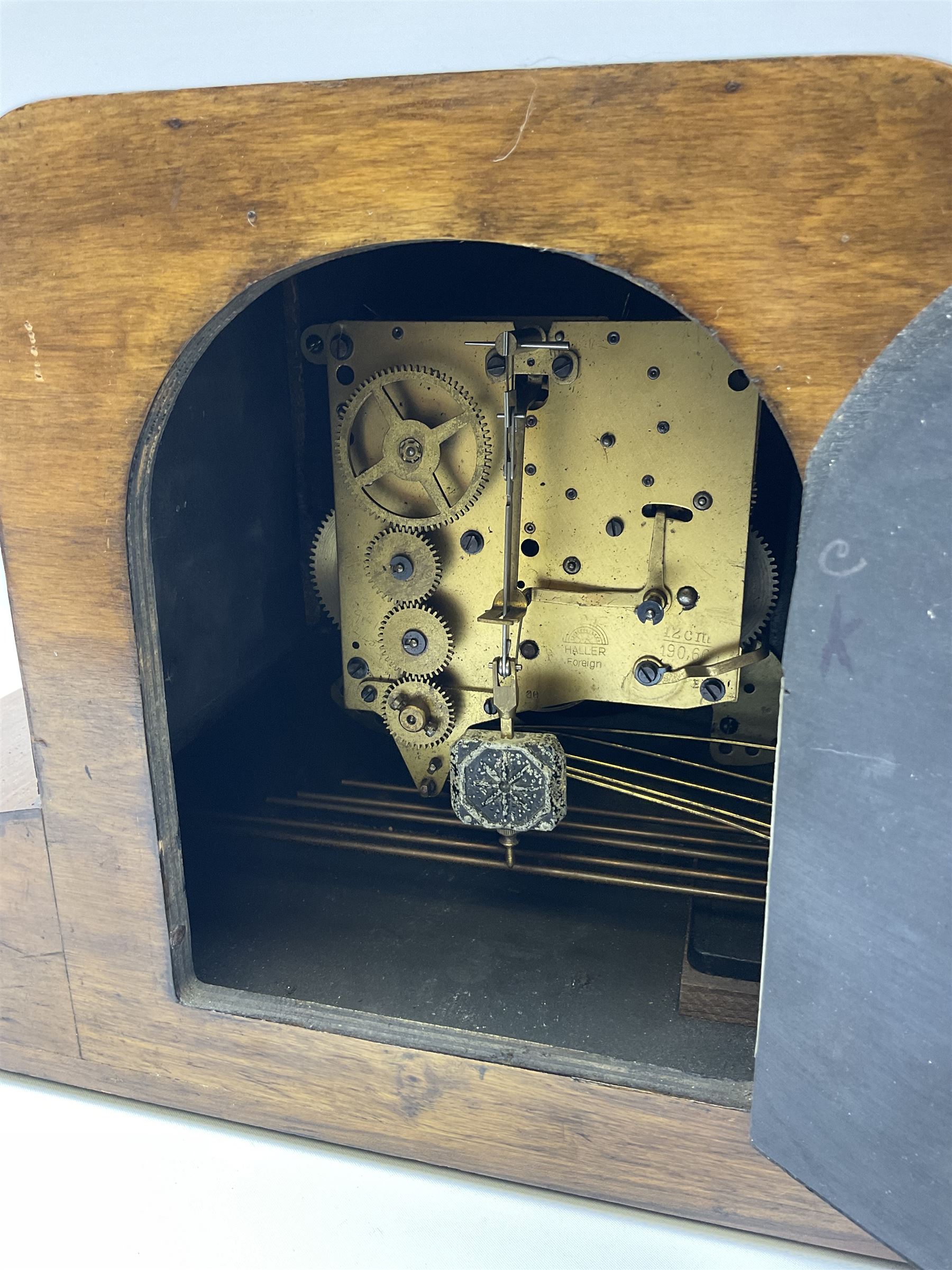 A 1930’s eightday three train art deco Westminster chiming mantle