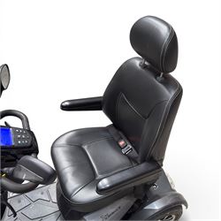 Drive King Cobra  - mobility scooter, four wheel model with black seat and headrest, lights and grey bodywork, 800 miles.