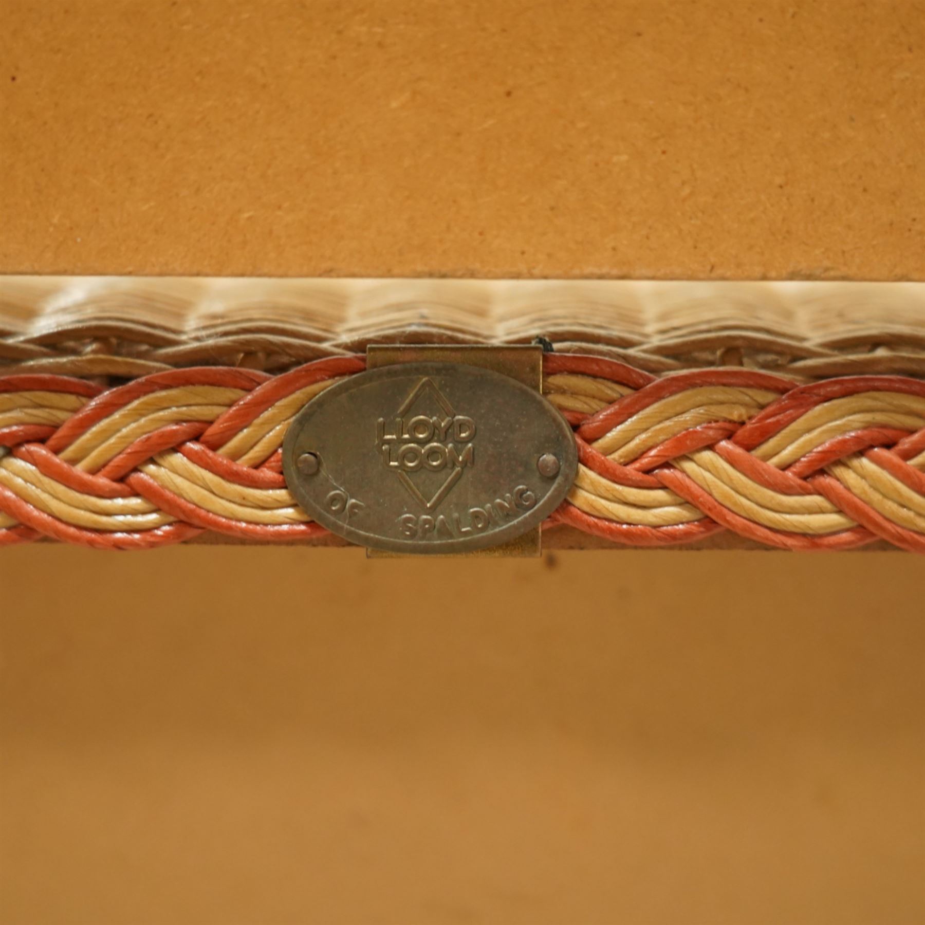 Lloyd Loom of Spalding - pair of mid 20th century bedside cabinets, each with raised gallery back, single drawer and undertier, woven paper weave construction on tubular supports